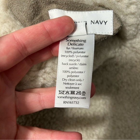 Something Navy Reversible Faux Shearling Coat Sz L Gray - Picture 14 of 15